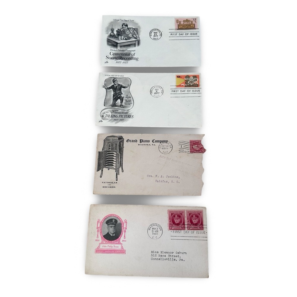 Vintage Music Audio History First Day Covers Edison Al Jolson Sousa Victrola Lot